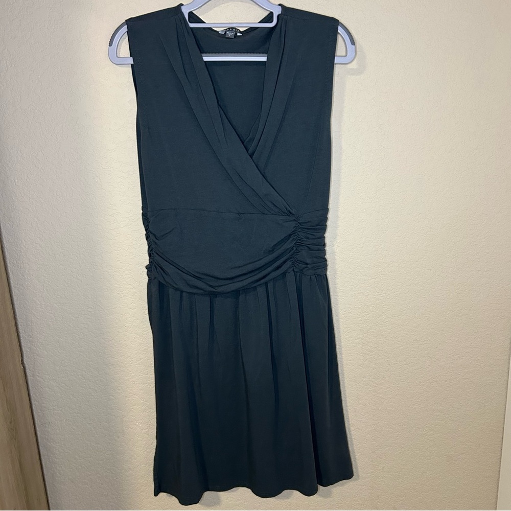 Lilla P Faux-Wrap Sleeveless Dress – Pima Cotton Blend – Size L